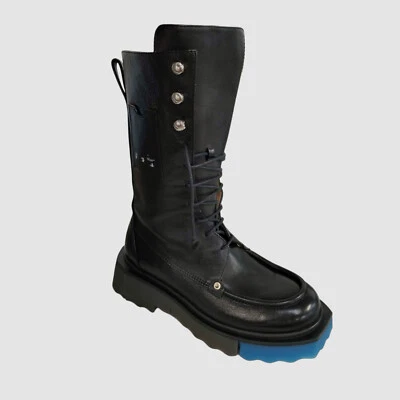 $1455 Off-White Mujeres Negro Esponja Bolsillo Cuero Botas de Combate Zapato Talla 38 Foto 1 de 4