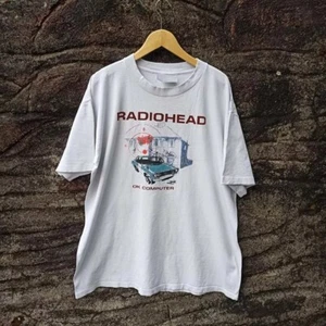 T-shirt unisex Radiohead Tour 97 Ok computer retrò bianca manica corta ristampa - Foto 1 di 3