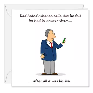 Lustige Vatertag Geburtstagskarte Karte für Papa vom Sohn Humorvoll Cartoon Handy - Bild 1 von 6