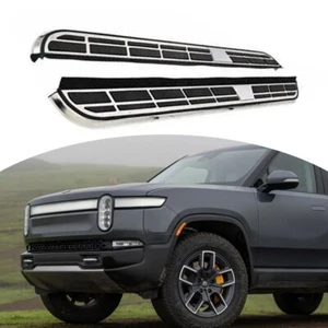 2Pcs Fixed Running Board Nerf Bar Side Step for Rivian R1T R1S 2022 2023 2024 - Imagen 1 de 4