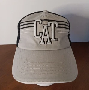 CAT  -  Vintage Trucker double Snap Back Hat Stripped Rare - Picture 1 of 6