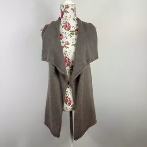 Cynthia Rowley cardigan women's brown merino wool open sleeveless Size S - Foto 1 di 11