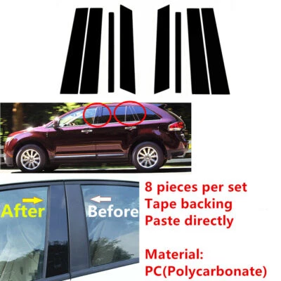 Cubierta de ventana de poste de pilar negro brillante para Lincoln MKX/Ford Edge 2007-14 Foto 1 de 4