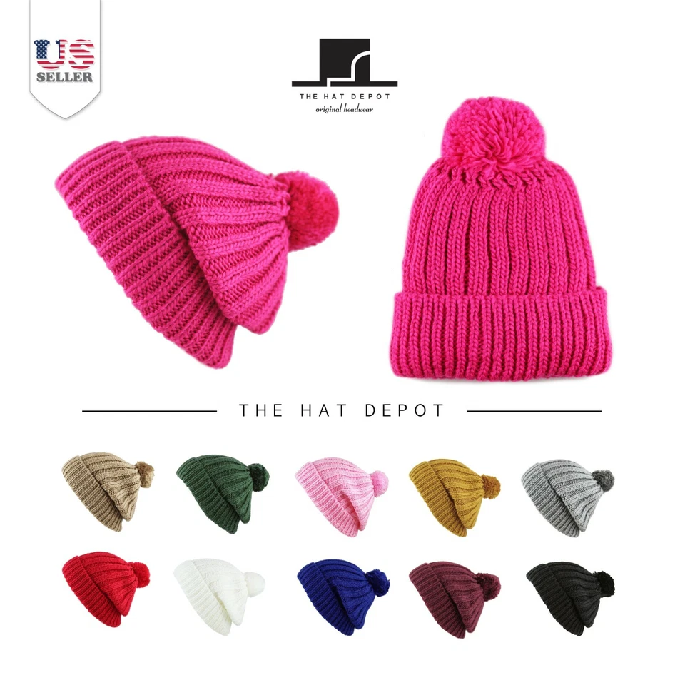 Gorro - Sombrero de Invierno Tejido Suave Sherpa Forrado Pom Pom Calavera Gorro 3060 Foto 1 de 1