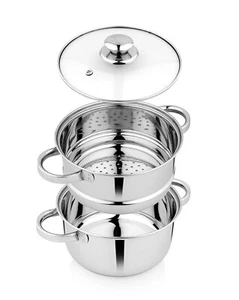 Stainless Steel Induction Base steamer With Glass Lid  Capacity 4  L - Picture 1 of 6