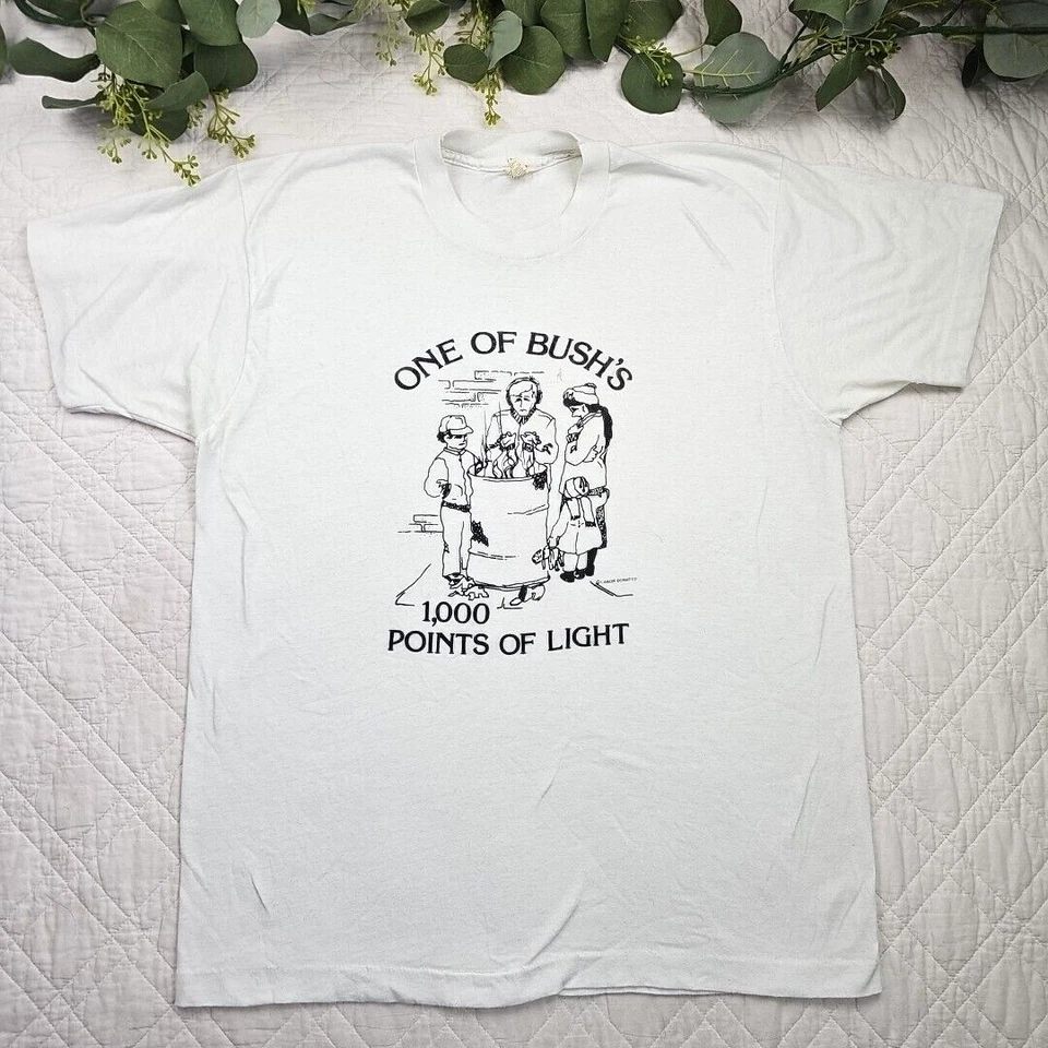 VTG Screen Stars Men's White T-Shirt The Bush's 1000 Points of Light Size XL - Image 1 of 4