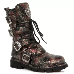 Newrock Nr M.1473 S42 Rossi e Neri - New Rock Stivali - Unisex - Foto 1 di 7