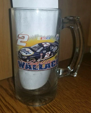 #2 Nascar Rusty Wallace Miller Brewing Co Penske Racing Heavy Glass Beer Mug Cover