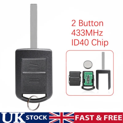 433MHz Remote Key Fob For Vauxhall Opel Corsa C Meriva Combo VAN Tigra 2 Button