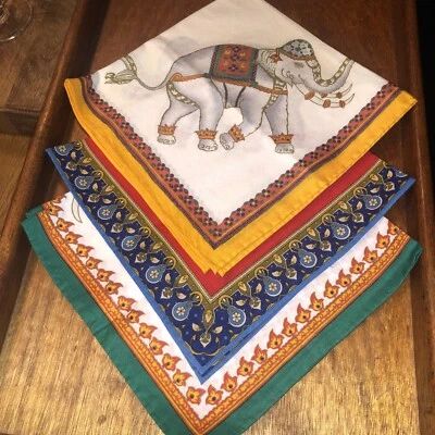 3 servilletas vintage Jim Thompson algodón bufandas 27 años bufanda elefantes Foto 1 de 4