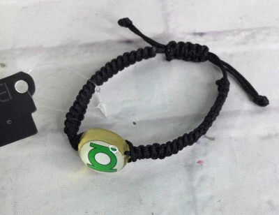 DC Comics Green Lantern Domed Logo Novelty Rope Braided Adjustable Bracelet NEW - Image 1 of 4