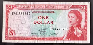 1965 East Caribbean States $1 dollar Pic# 13g  QEII - Picture 1 of 2