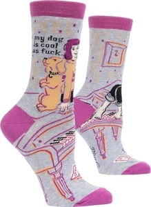 Blue Q lustige Crew-Damensocken My DOG is Cool as F**k Schuhgröße 5-10) - Bild 1 von 2