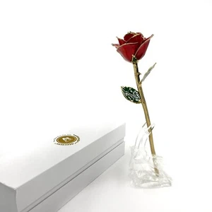 Aliverose Red Original 24K Dipped Single Stem with Stand - Bild 1 von 10