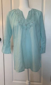 womens swim tunic cover up size medium light aqua blue - Picture 1 of 8