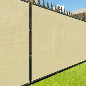 8ft Privacy Fence Screen Windscreen Shade Cover 240GSM Fabric Tarp Garden Beige - Picture 1 of 8