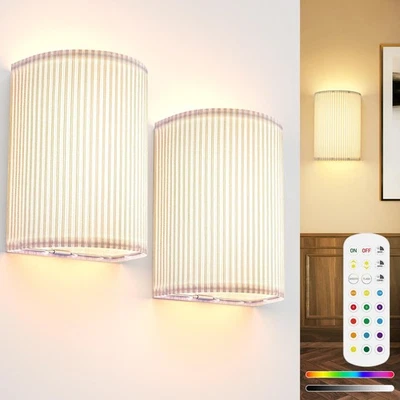 Battery Operated Wall Sconces Set of 2, 5000mAh Rechargeable RGB Wall Lamp wi... - Image 1 of 4