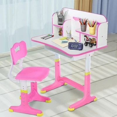 Kinderschreibtisch höhenverstellbar Jugendschreibtisch Schreibtisch mit Stuhl Hd - Bild 1 von 4