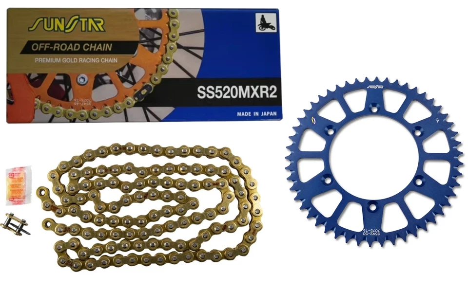 Piñón trasero Sunstar/cadena dorada 50 dientes azul Yamaha YZ125 YZ250 YZ250F YZ450F Foto 1 de 4