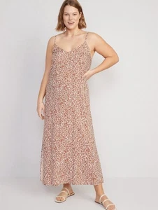 NWT Old Navy Tie Back Maxi Slit Dress Women’s Size 3X Brown - Picture 1 of 10