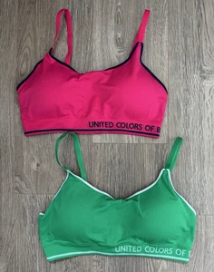 Paquete de 2 sujetadores sin costuras United Colors of Benetton rosa y verde talla M - Imagen 1 de 6