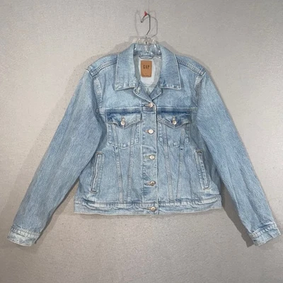 Chaqueta vaquera GAP para mujer grande azul lavado claro estilo camionero clásico Foto 1 de 4