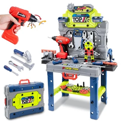 Kit de herramientas para niños, banco de herramientas para niños STEM banco de juegos de ingeniería, trabajo plegable de 32 pulgadas... Foto 1 de 4