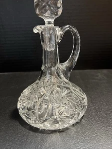 Pinwheel Monica Cruet  With Stopper Crystal Clear Industries Poland Vtg 7” - Picture 1 of 10