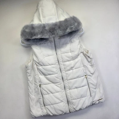 Calvin Klein Chaleco Puffer Mujer XL Blanco Imitación Piel Acolchado Acogedor Suave Invierno Parka Foto 1 de 4