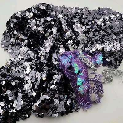 Vintage Stretch Sequins Crafting Purple Pink Repurpose Project Costume Lot - Image 1 of 4