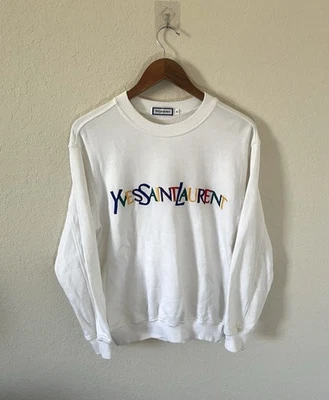 Sudadera Vintage Años 90 Yves Saint Laurent Arco Iris Bordada Cuello Redondo | Pequeña Foto 1 de 4