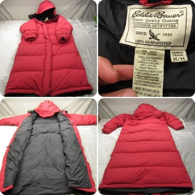 Eddie Bauer Down Jacket Womens Medium Red Wool Blend Thick Puffer Parka Tall - Image 1 of 4