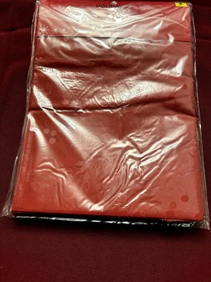 Holiday Style-Four (4) Red And Green Vinyl Tablecloths. 60" Round. Never Used.  - Image 1 of 4