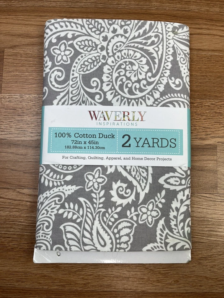 Waverly Inspirations 2 Yards 100% Cotton Duck Material Grey Paisley NEW - Image 1 of 4