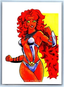 Starfire Sketch Card Scott Sketches Trading Card Print Fan Art - Picture 1 of 2