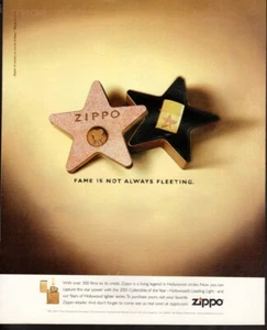 Anuncio impreso de colección Zippo Lighter Estrella de Hollywood Anuncio de Fama Flotante - Imagen 1 de 1
