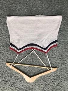 Zara Trafaluc S Cream , Red And Navy Knit Cross Back Cami Top - Picture 1 of 4