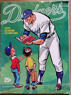 Lot of 3 Vintage Los Angeles Dodgers Program Scorecards from 1970, 1971, 1973 - Image 1 of 3