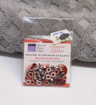 Paquete de 60 ojales artesanales redondos de aluminio rosa rojo álbum de recortes Foto 1 de 3