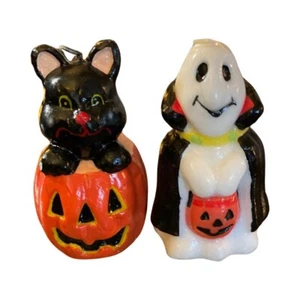 Vintage Halloween Black Cat & Ghost Candles - 4 Inches Tall - Picture 1 of 2