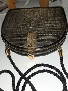 GINO FERRUZZI VINTAGE LEATHER/Canvas Shoulder Handbag Crossbody Messenger BAG - Picture 1 of 11