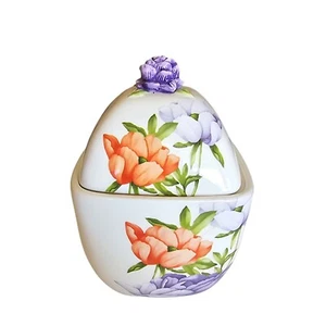 Harry & David Porcelain Hand Painted Multi-Color Spring Floral Pattern Jar  - Picture 1 of 12