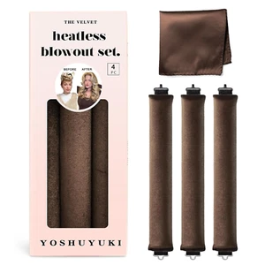 Heatless Overnight Hair Curling Set Large Silk Brown Rods for Blowout Curls No - Picture 1 of 1