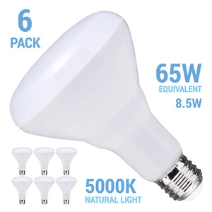 6 Pack Satco S11473 LED Bulbs 120V 8.5W =65W E26 BR30 Frost 5000K Natural Light - Picture 1 of 13