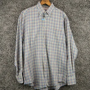 Camisa Norm Thompson Para Hombre Grande Azul Cuadros A Rayas Abotonada Manga Larga EE. UU. - Imagen 1 de 7
