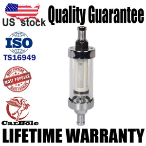 New 9747 Fuel filter clear view inline 5/16" Chrome hose barb Chrome Plated US - Picture 1 of 11