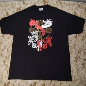Vtg Celtic Dragon Cross Single Stitch Black T Shirt Tee Men's XL  - Picture 1 of 9