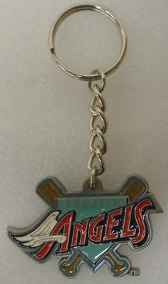 1997 Vintage Pewter MLB Anaheim Angels BASEBALL  Key Chain - Image 1 of 3