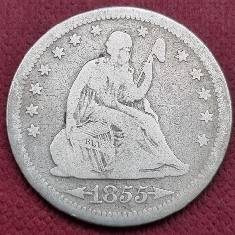 1855 Seated Liberty Quarter 25c Better Grade #57490 Cover