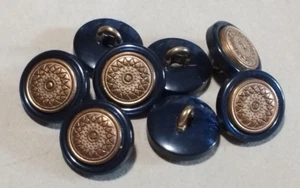 Vintage Schaftknöpfe Deko Blaugold/Messing Effekt - Bild 1 von 6